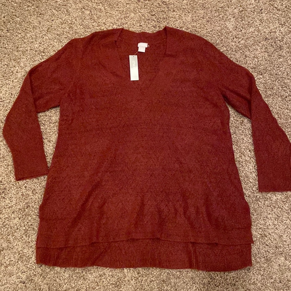 Chicos maroon tunic sweater - size XL